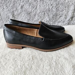 Cushionaire Women's Belmont Leather Slip On Loafers‎ Memory Foam Size 7W Black